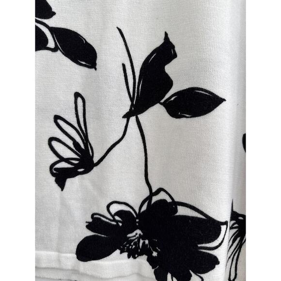 Women’s Sweater Tunic Sz XL White Black Floral Boho Work to weekend Layering - Picture 5 of 9